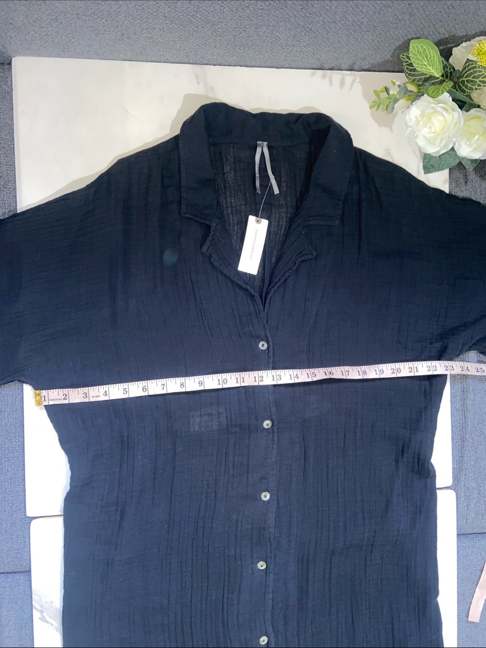 Anthropologie Lucia Sheer Midi Dress  Black Button-Front Shirt Dress Size XL - Picture 10 of 16